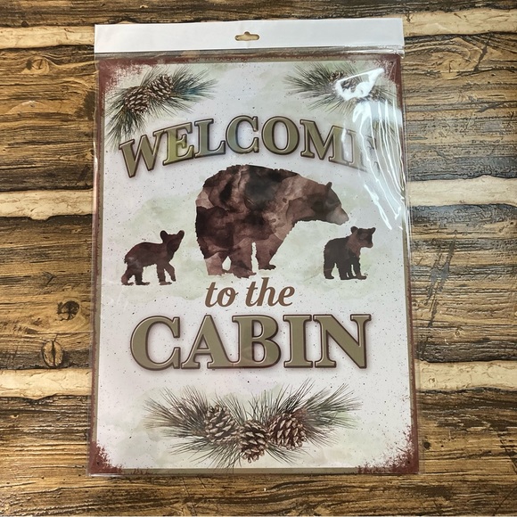 Welcome to the cabin metal wall sign with bears 16” x 12” - Picture 12 of 12